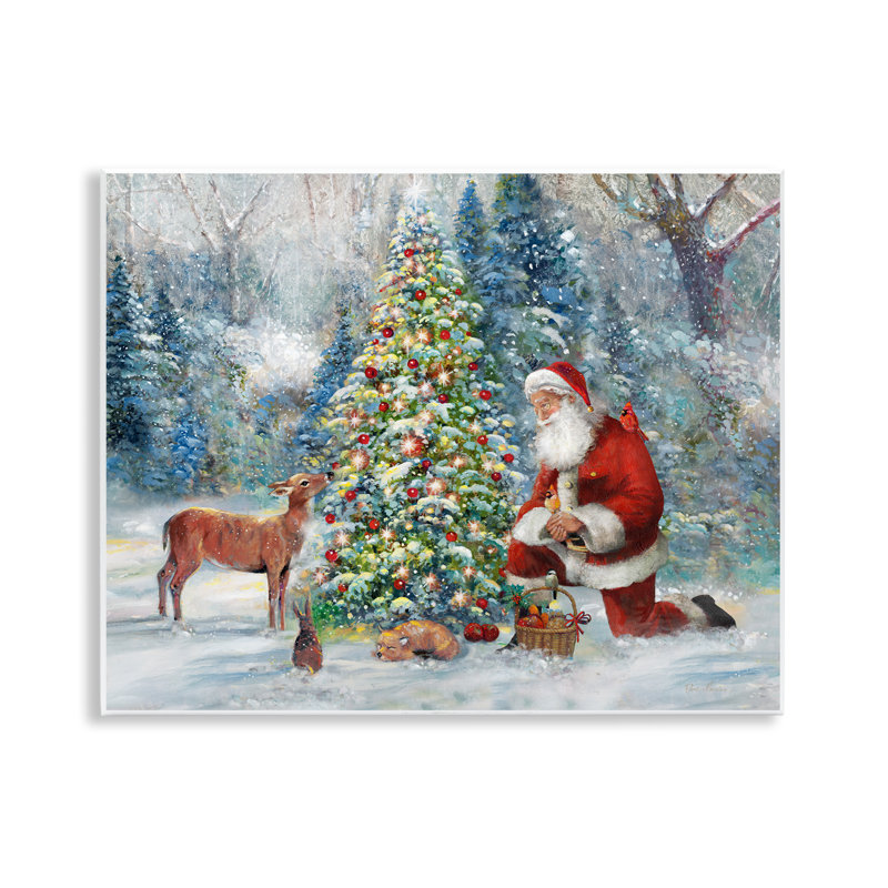Père Noël et bébé cerf, estampe numérique par Ruane Manning