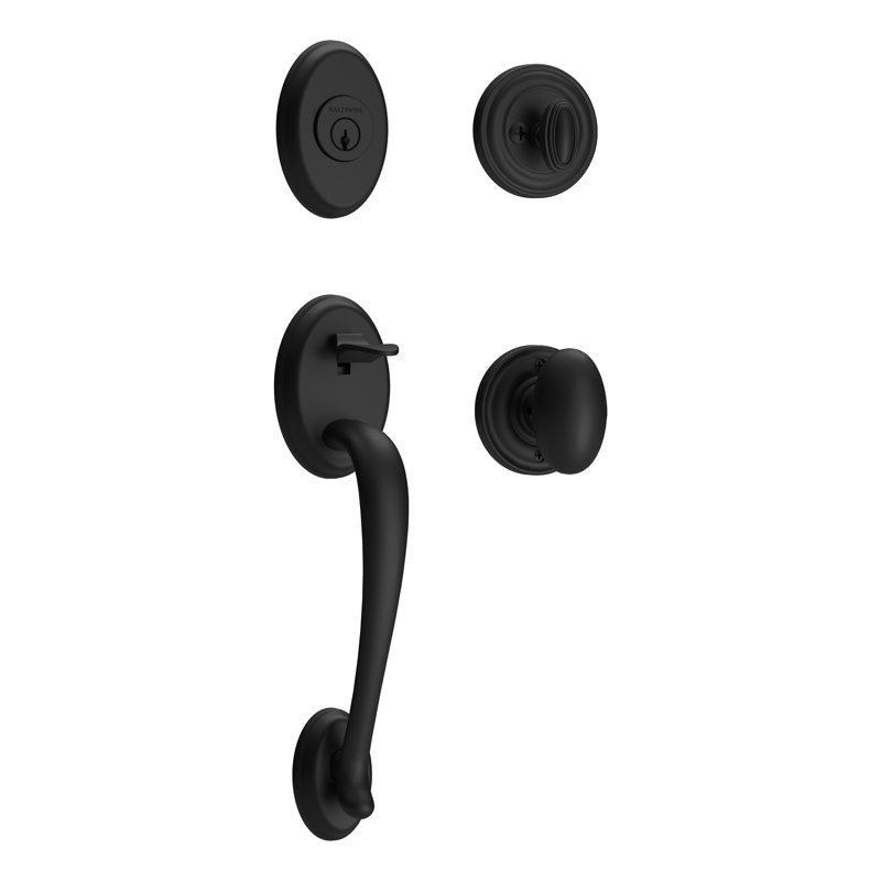 Handleset with Single Cylinder Deadbolt and Door Knob Rosette