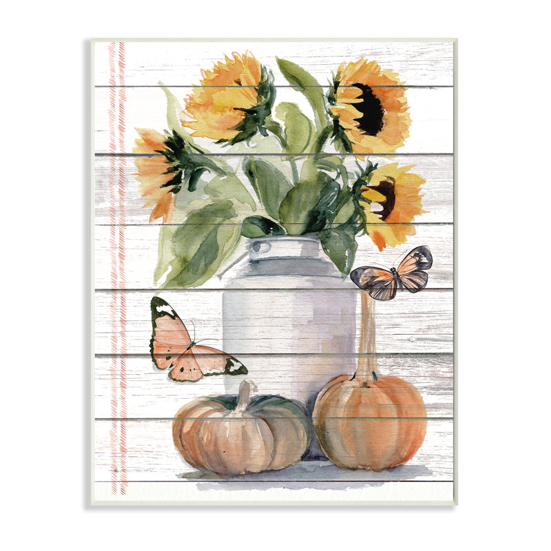 Papillon monarque orange tournesol d'automne, Plaque murale, H 15 po x l 10 po
