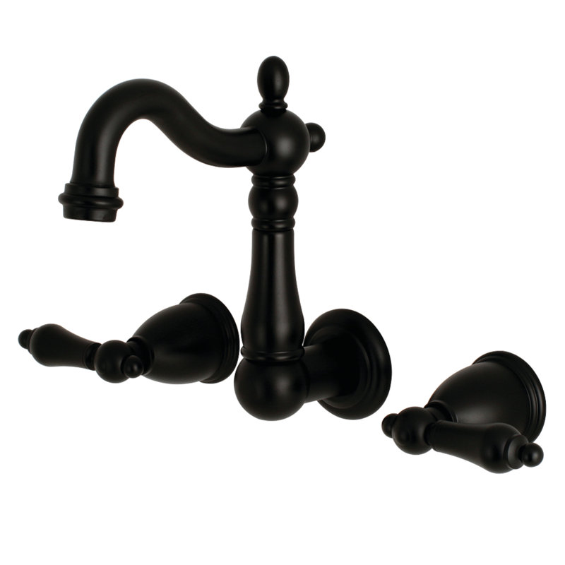 Robinet de salle de bain fixé au mur Heritage, Noir mat