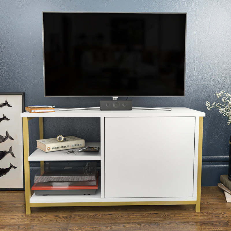 Meuble télé pour téléviseur de 40 po ou moins Muskegon, Or / blanc