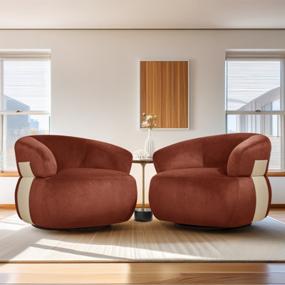 Hillip 360° Rotation Modern Swivel Upholstered Accent Barrel Chair for Living Room & Apartment & Bedroom