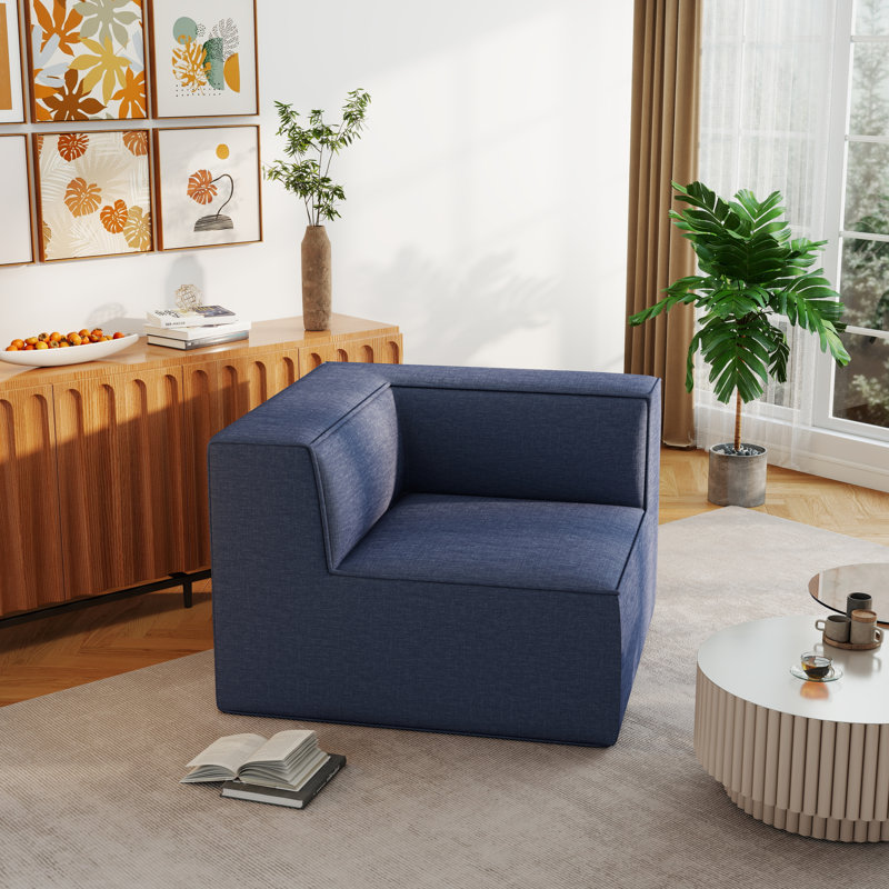 Fauteuil d'angle Comfy Cloud 38 po, aucun assemblage requis, Polyester bleu