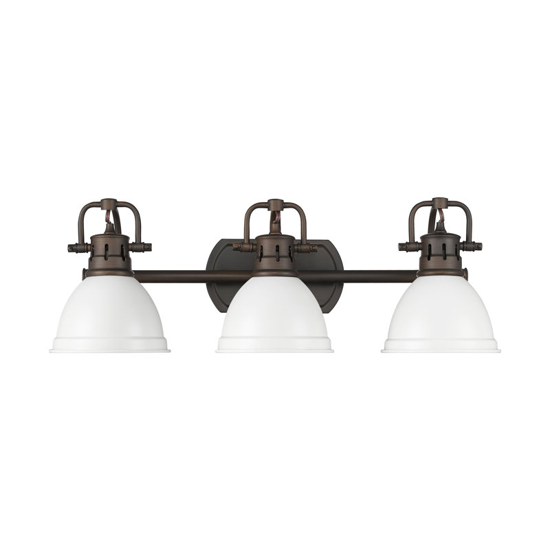 Iftimie 3-Light Bath Vanity, Matte White, Rubbed Bronze