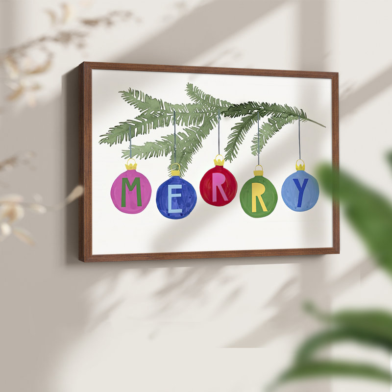 Collection colorée de Noël, impression encadrée A - Restickable, H 11 po x l 14 po, Noyer