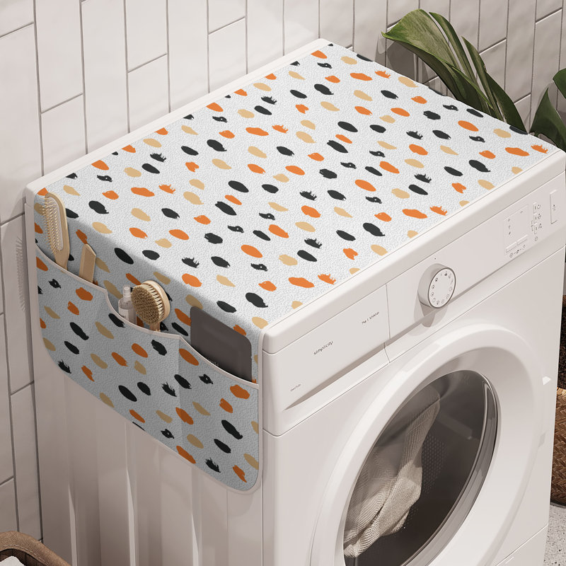 East Urban Home Abstract Washing Machine Organizer Pack of 2 47" x 18.5" Marigold Charcoal Grey