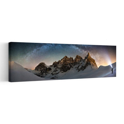 «Milky Way Mountain Trek Serene Abstract Contemporary Landscape Mountain», art mural