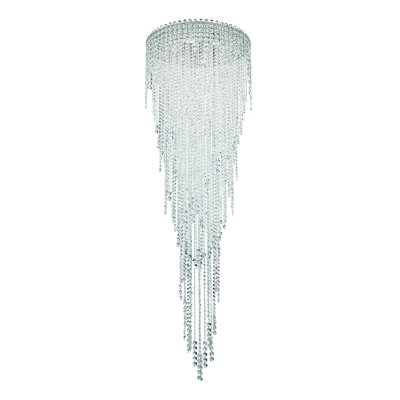 Chantant 6 Light 24in x 79.5in Flush Mount in Polished Stainless Steel with Clear Radiance Crystals