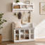 Banc de rangement polyvalent pour chaussures avec crochets et tablettes pour les vestibules-133706731