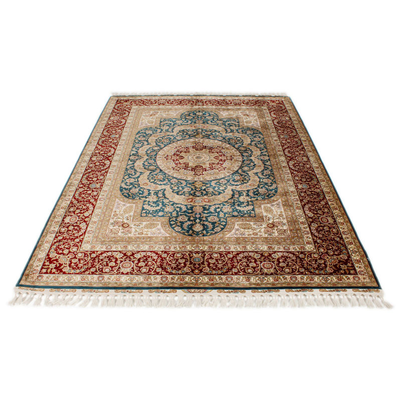 Tapis turc bleu et rouge 6 x 8