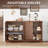 55" Modern Buffet Cabinet with Adjustable Shelves, Brown Wood Sideboard with Diamond Doors, Kitchen Coffee Bar Credenza-2139941609