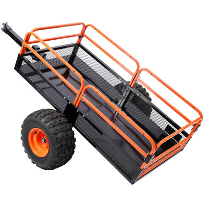 Heavy-Duty Tow-Behind Dump Cart 1500 lbs Load Capacity for ATV UTV Lawn Mower Tractor Yard Garden Farm Hauling