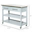 Îlot de cuisine, plateau en acier inoxydable, 2 tablettes, tiroirs, gris, design rustique pour îlot de maison avec surface, solution de rangement ouverte