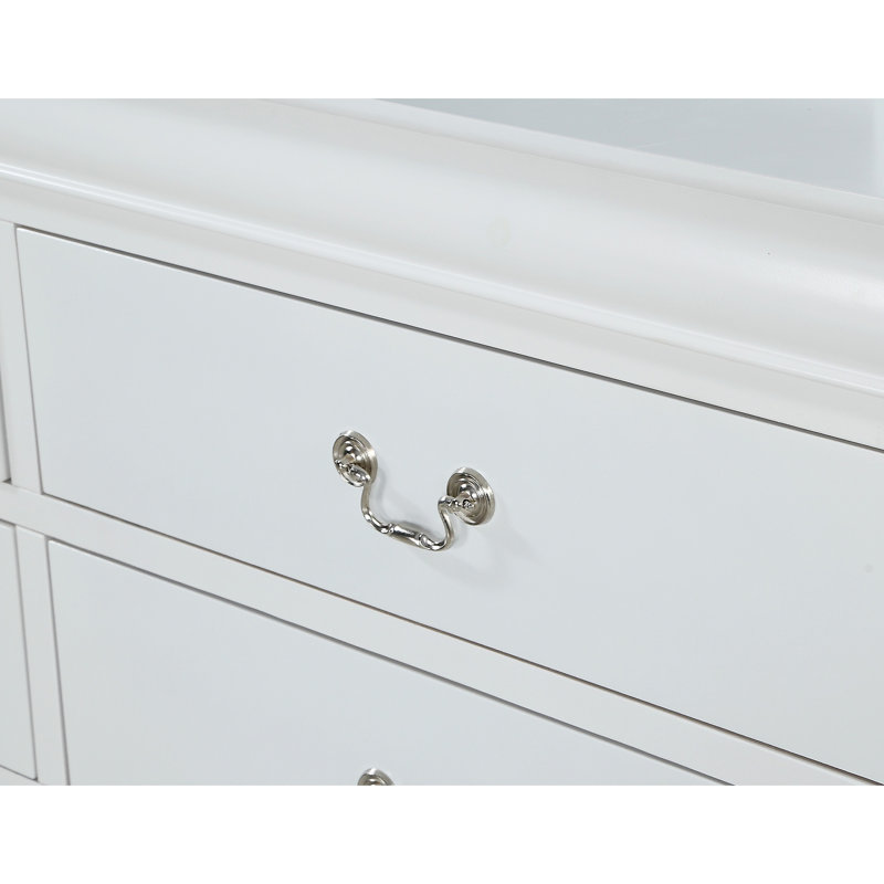 Commode de style contemporain à 5 tiroirs 1 pièce Louis Philip, Blanc