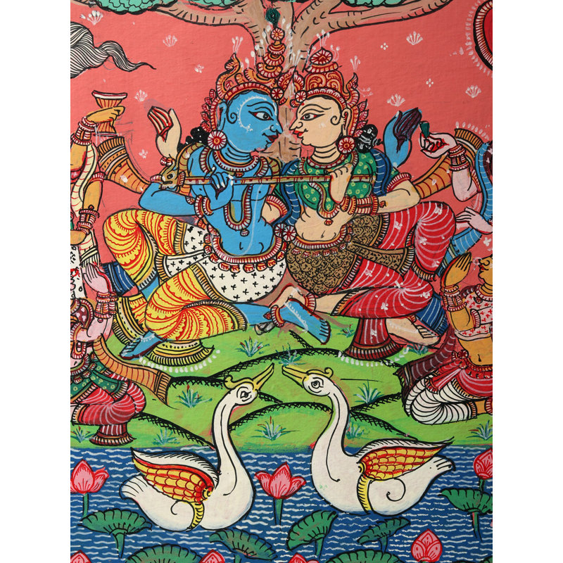 «Rasleela - Célébration vue de Radha Krishna avec Gopis», reproduction d'art