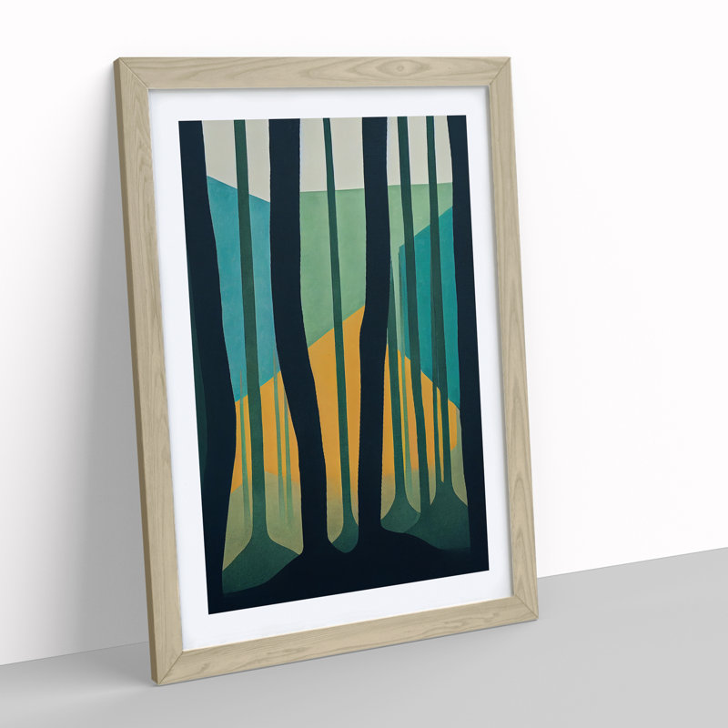 XV1022-3625X Powerful Forest Abstract - Print, 66cm H x 48cm W, Oak Framed, White