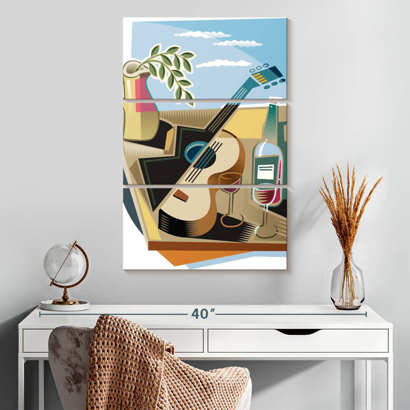 Abarca, guitare et vin, H 32 po x l 20 po