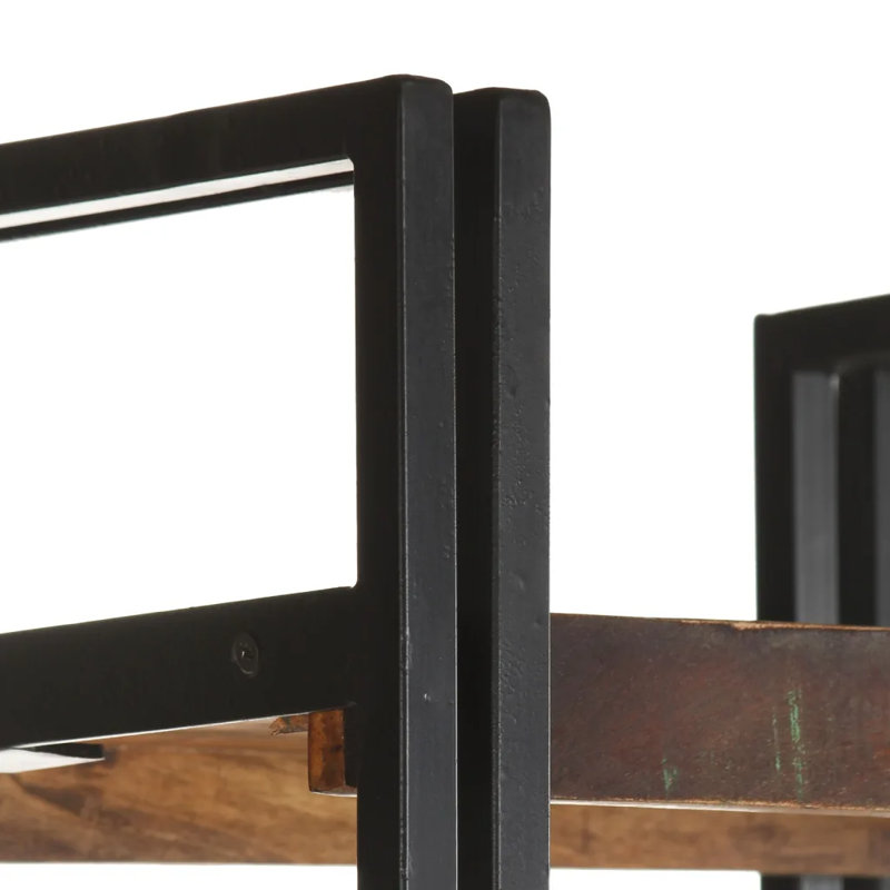 Mayetta 180cm H Steel Etagere Bookcase, 180cm H x 40cm W x 30cm D, Rustic Brown