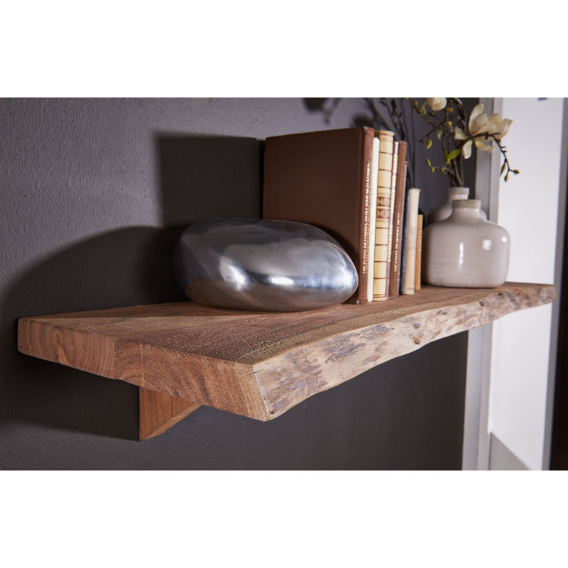 Freeform Acacia Solid Wood Accent Shelf, 33cm H x 121cm W x 19cm D