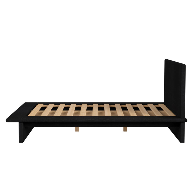 Soleil Wood Low Profile Platform Bed, Queen, Black