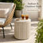 14.7" Dia x 17" H Fluted Round End Table with Beige Stone-Look Finish-600301158