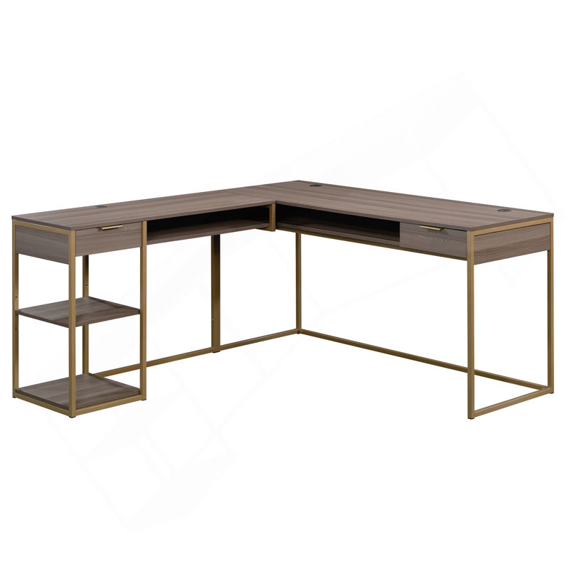 L-Shaped Desk,  Finish, Light Brown