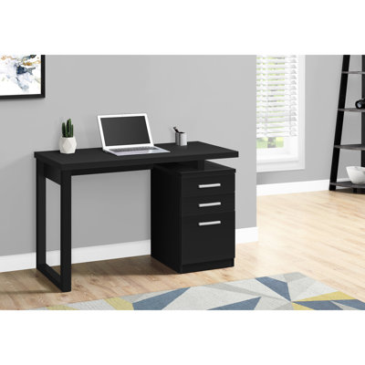 48"l Computer Desk, Black Laminate For Home Office, Storage Included, Modern & Contemporary Look, Left Right Setup Desk Home, With Facilities, Style,