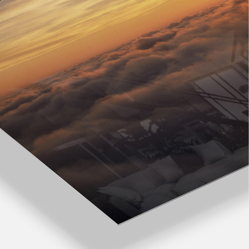«Yellow Sunrise Above Clouds», impression sans cadre sur métal, H 12 po x l 28 po x P 2 po