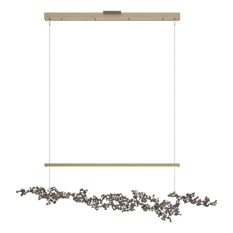 Coral 1 - Light Kitchen Island Linear LED Pendant, Dark Smoke, Soft Gold