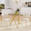 Table de salle à manger ronde dorée avec plateau en verre trempé, 35,4 pouces, pouvant accueillir 4 personnes, style minimaliste moderne pour petite cuisine ou salle à manger