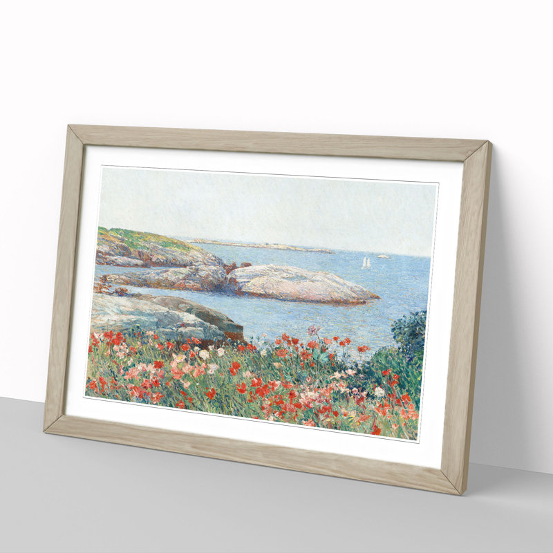 Poppies on the Isles of Shoals by Childe Hassam - Picture Frame Painting, Oak Framed, 36cm H x 48cm W x 2cm D