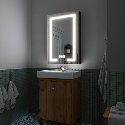 Dimmable LED Recessed/Surface Mount Rectangular Aluminum Medicine Cabinet With Mirror