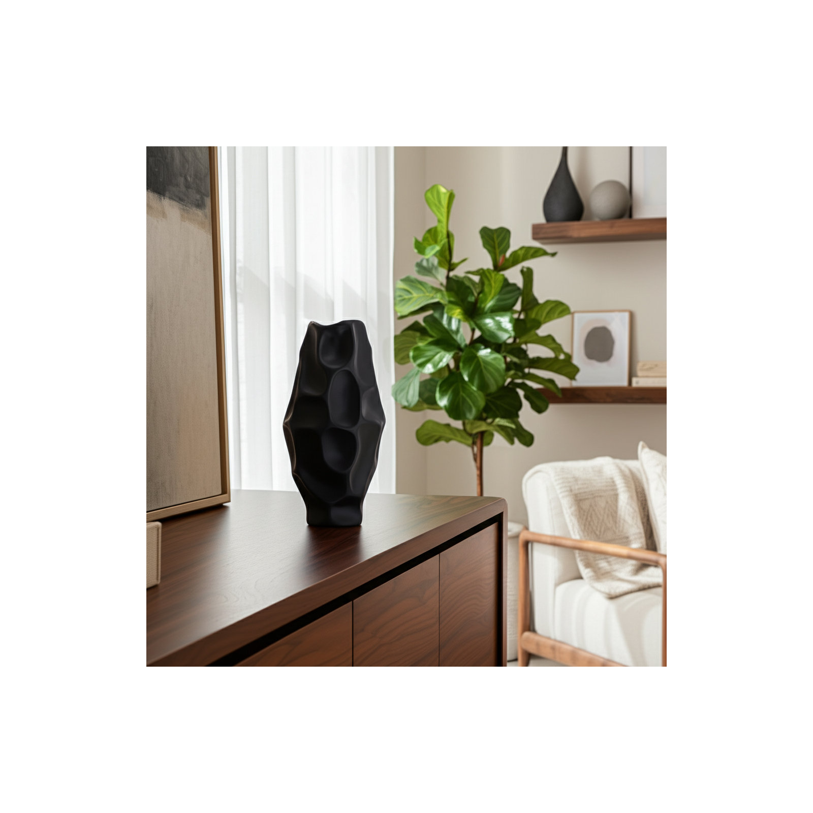 Antwerp Handmade Table Vase, Black, 17" H x 8" W x 8" D