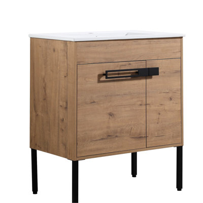 Meuble-lavabo 30 po avec poignée en métal et tablette intérieure réglable 2 portes