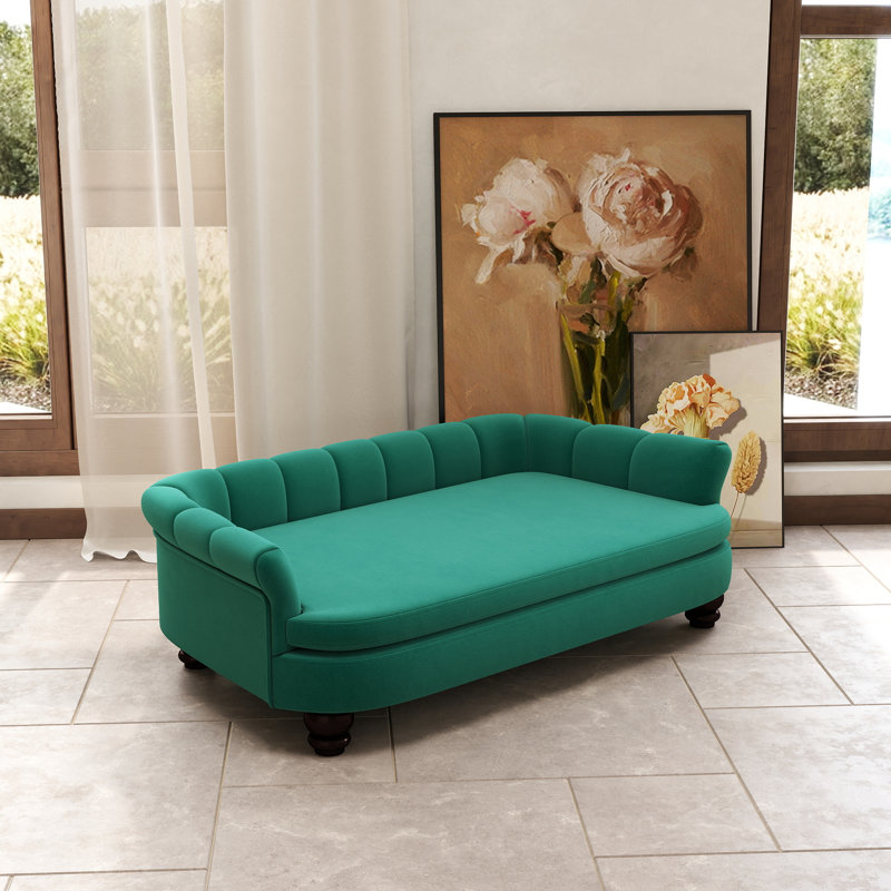 Upholstered Velvet Pet Bed, Green