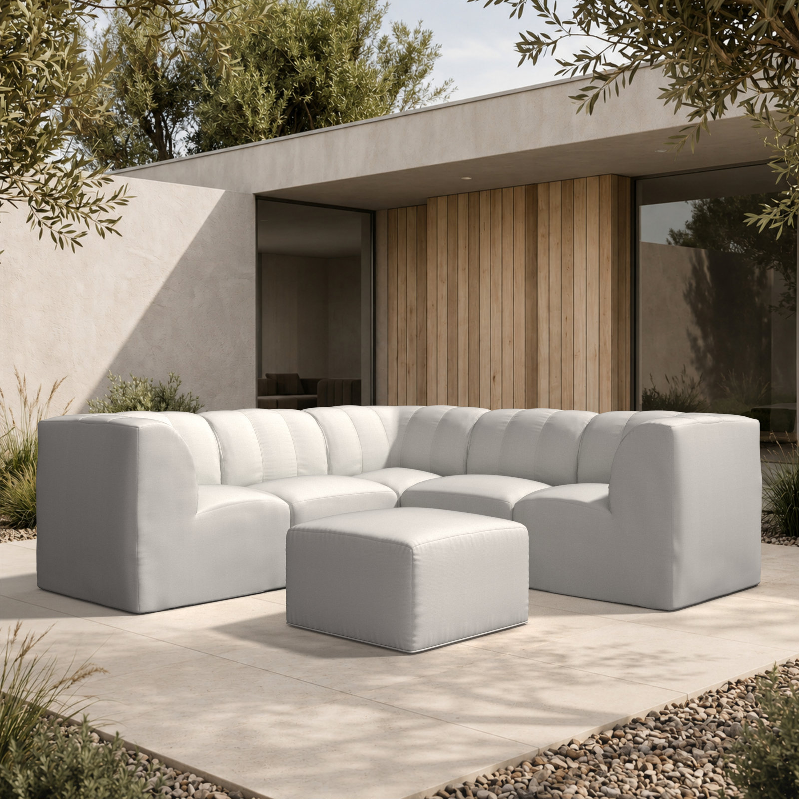 Praia 6-Person Patio Seating Group, Canvas White Sunbrella® Canvas