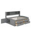 Lit de jour double avec 2 armoires de chevet, tablettes supérieures et tiroirs-733679039