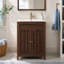 Meuble-lavabo 24 po en noyer avec lavabo en céramique à 2 portes-131634453