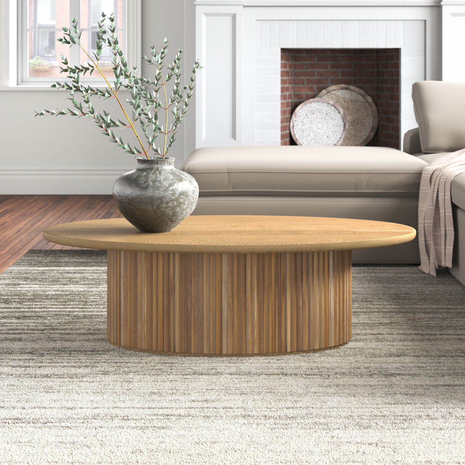 Chessa Solid Wood Storage Coffee Table, Light Brown 