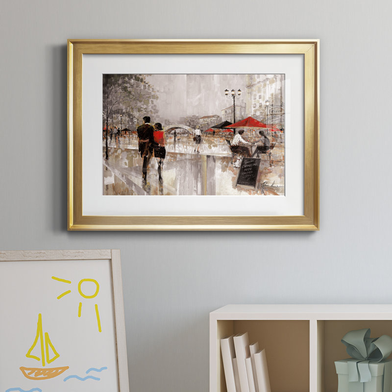 New York Romance - Reproduction d'art sur toile encadrée, H 22,5 po x l 30,5 po x P 1,5 po, Doré
