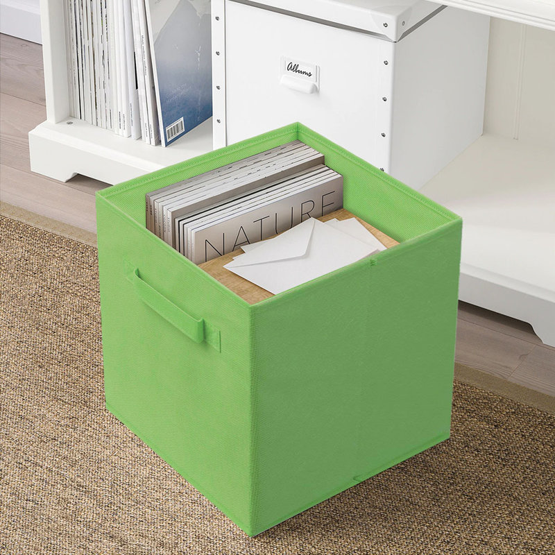 Cube de rangement en tissu pliable, Vert gazon