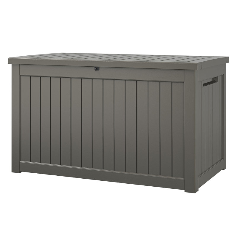 Boîte de rangement en résine imperméable durable 57,9 "l 230 gallons, Gris, H 33,66 po x l 57,87 po x P 32,24 po