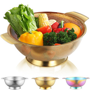 304 Stainless Steel Microporous Colander Large Capacity Grater Strainer Kitchen Strainer For Washing Vegetables,fruit And Rice