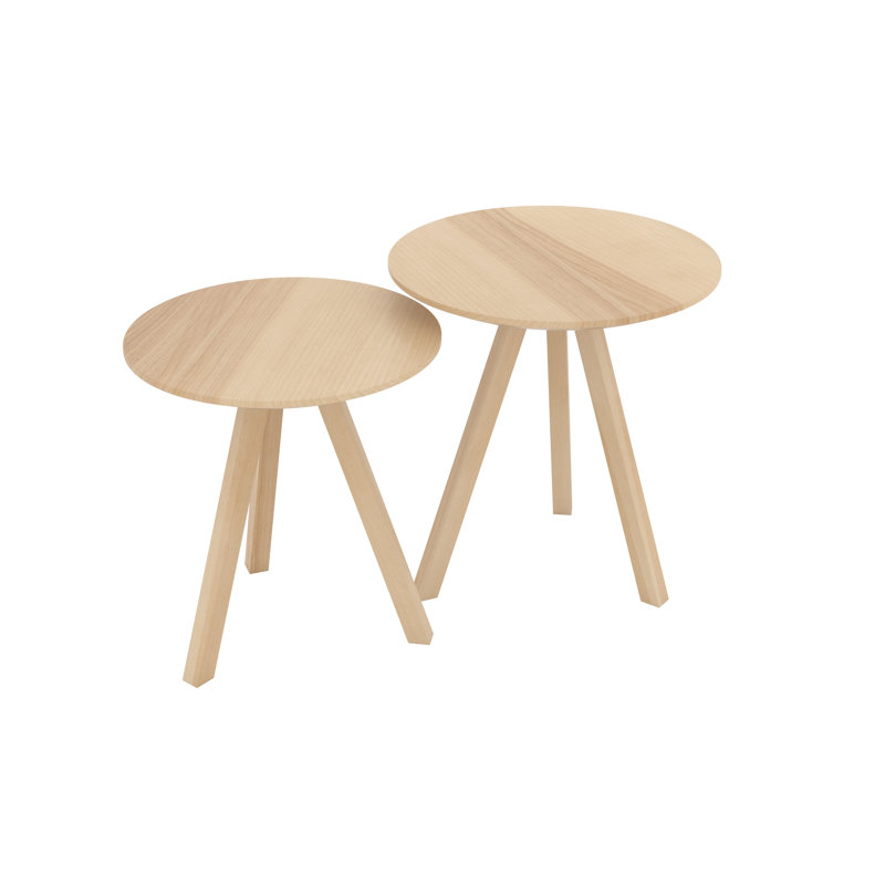 Tables gigognes en bois de frêne, H 19 po x l 18 po x P 18 po, Naturel