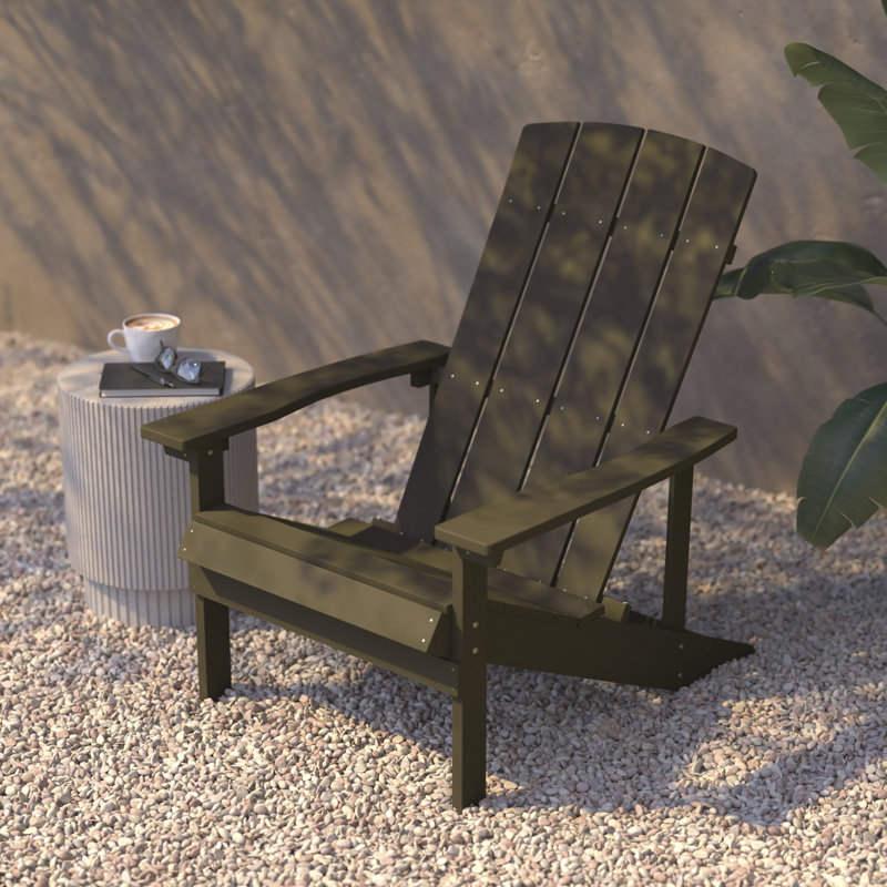 Commercial All-Weather Poly Resin Wood Adirondack Chair, Mahogany