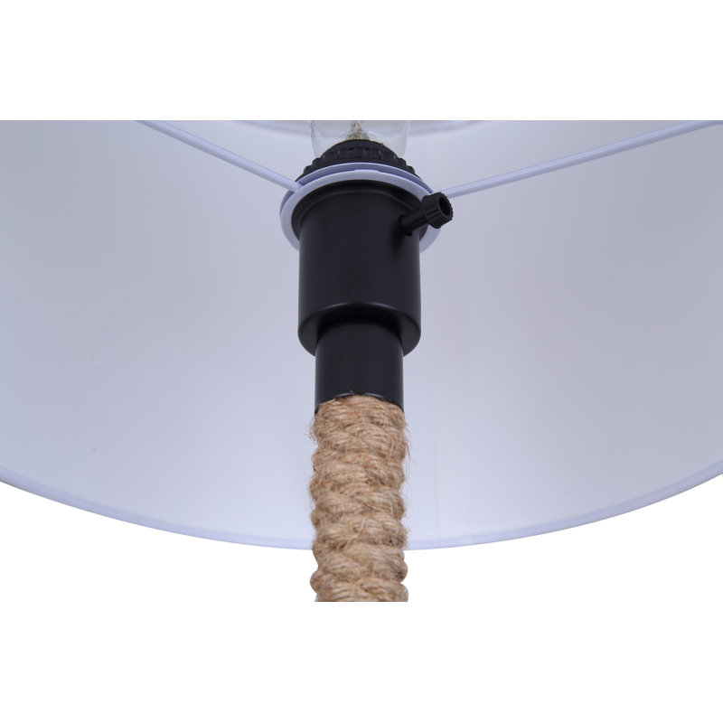 Lampe de table 1 lumière Ahylin avec finition noir mat et abat-jour blanc