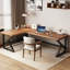 Noyer clair + bureau en bois massif en forme de L noir + fer-590908031-590908028