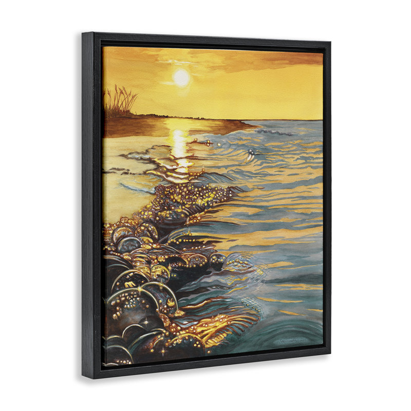 "Saltwater Beach Sunset Brown", art mural sur toile flottante par Christine Reichow, H 31 po x l 25 po
