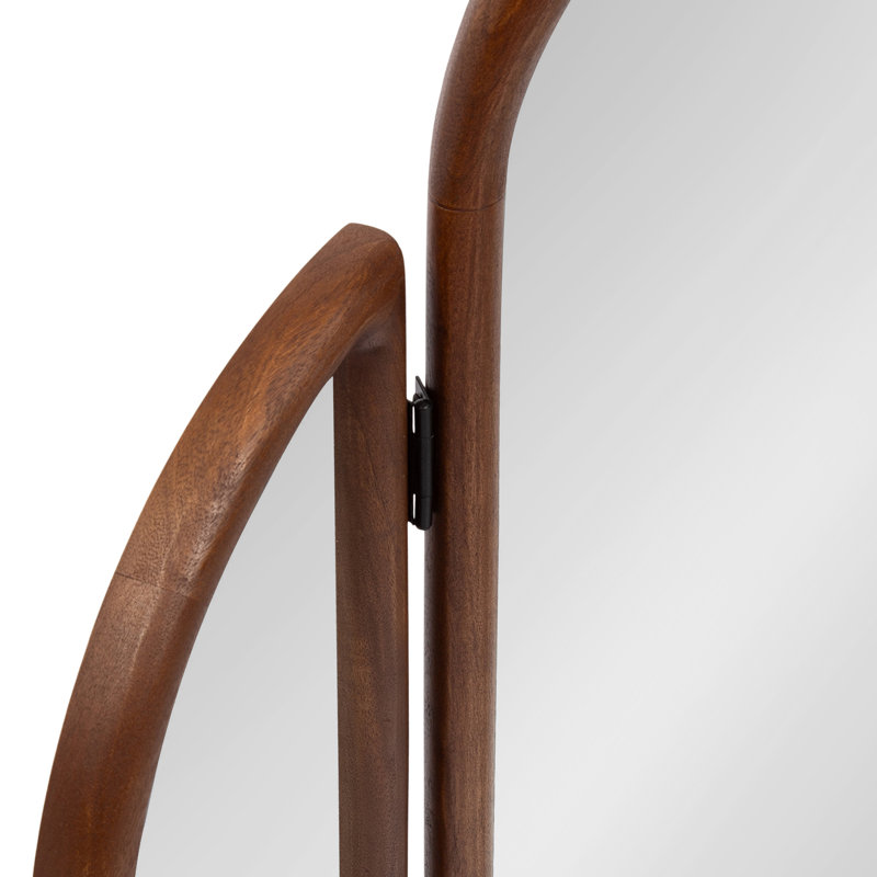 Amoli Mango Wood Arched Tri-Fold Mirror