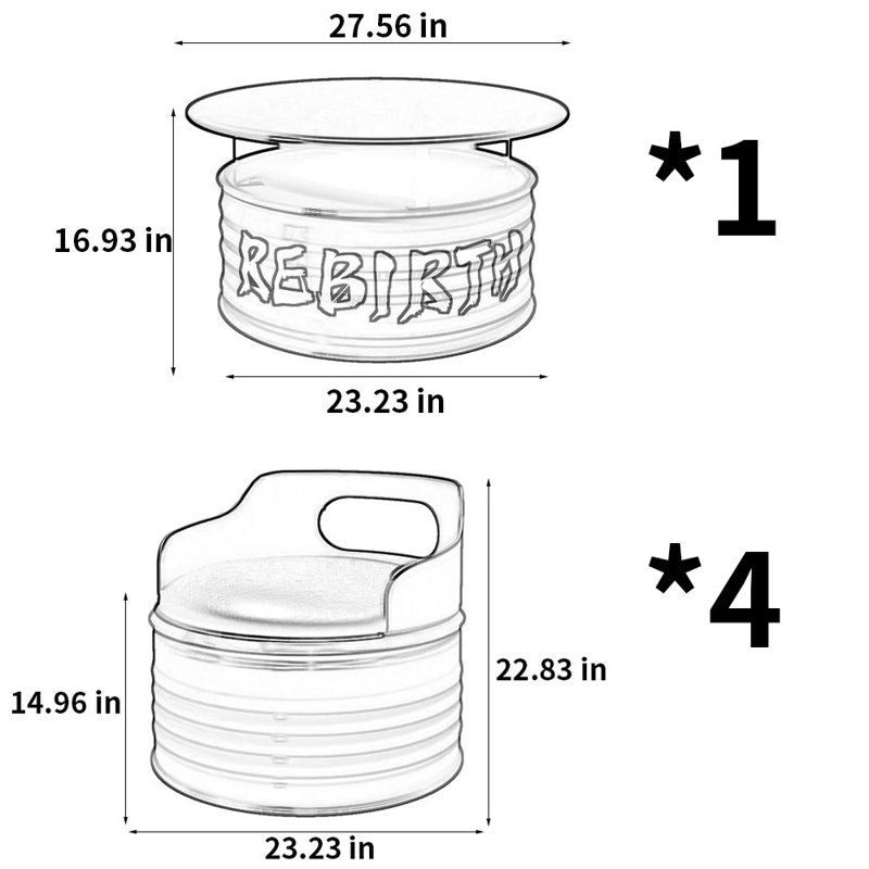 Ensemble repas rond 27,56 po Miltiadis, Argent
